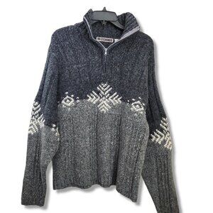 Vintage Etchings  Fair Isle Sweater Mens Size Medium 1/4‎ Zip Snowflake